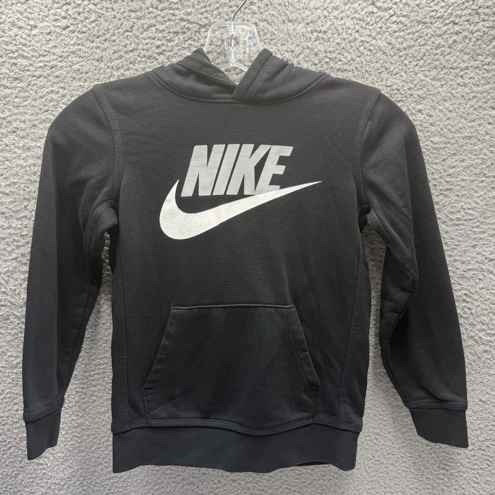 Nike Hoodie Boys Size 7 Black Big Logo Pullover Hoodie Size 7